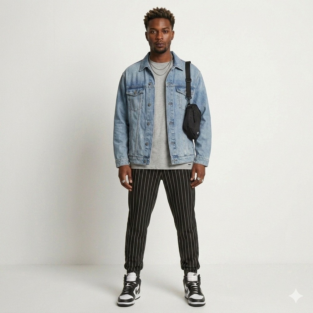Topman Black Pinstripe Drawstring Jogger Trousers Slim Fit Tapered Black S